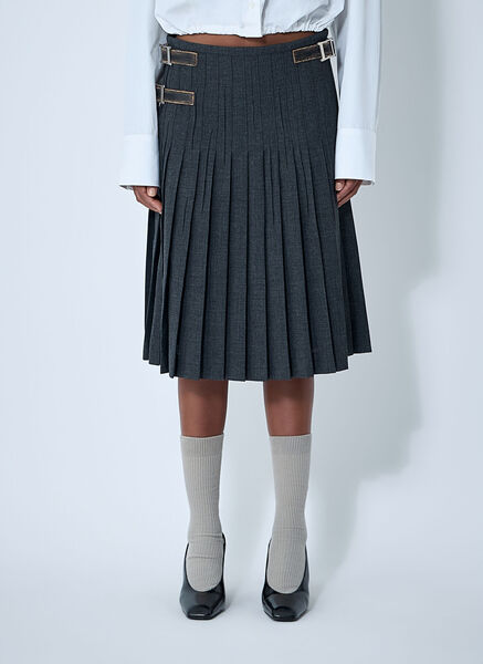  Prada Prada Pleated Rush Stitch Skirt With Belt - Frau Röcke Grey It - 40 