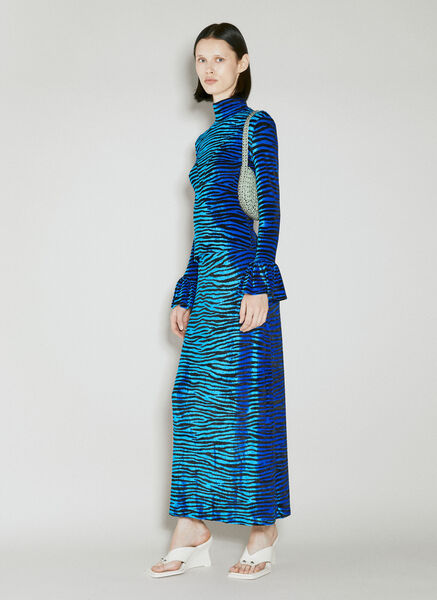  Rabanne Rabanne Velvet Zebra Print Skirt - Frau Röcke Blue Fr - 34 
