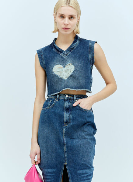  Reward If Found Reward If Found Mermaid Denim Top - Frau Tops Blue S 