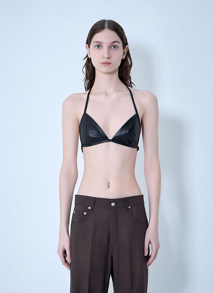  Rick Owens Rick Owens Leather Triangle Bikini Top - Frau Tops Black It - 38 
