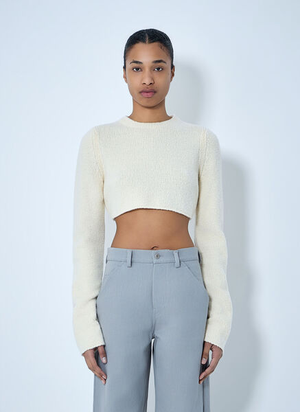  Rier Rier Cropped Knit Sweater - Frau Strick Beige S 