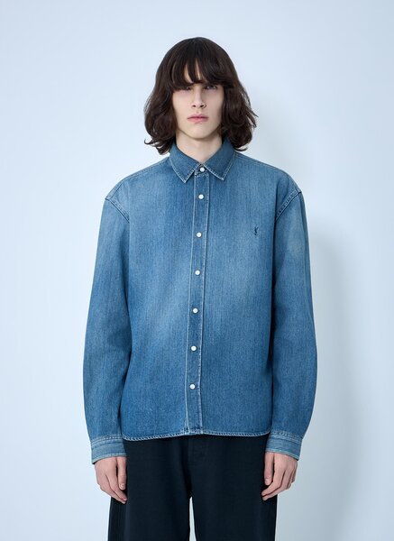  Saint Laurent Saint Laurent Cassandre Denim Shirt - Mann Hemden Blue L 