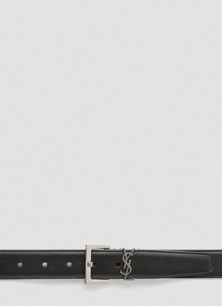  Saint Laurent Saint Laurent Cassandre Leather Belt - Frau Gürtel Black 85 