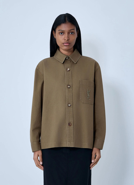  Saint Laurent Saint Laurent Cotton Shirt - Frau Hemden Brown S 