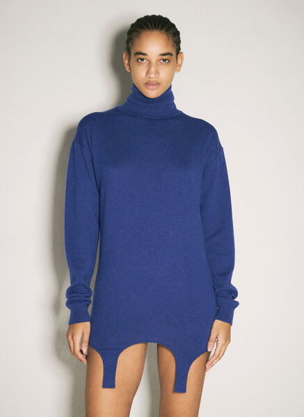  Saint Laurent Saint Laurent Turtleneck Garter Sweater - Frau Strick Blue M 