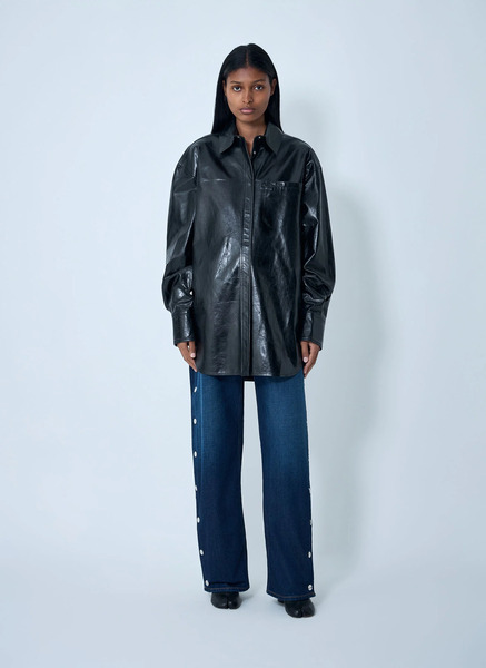  Sportmax Sportmax Leather Overshirt Jacket - Frau Jacken Black It - 38 