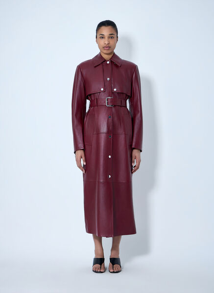  Sportmax Sportmax Long Leather Coat - Frau Mäntel Bordeaux It - 42 