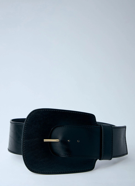  Sportmax Sportmax Maxi Leather Belt - Frau Gürtel Black S - M 