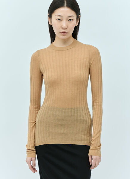  Sportmax Sportmax Ribbed Wool Sweater - Frau Strick Beige M 