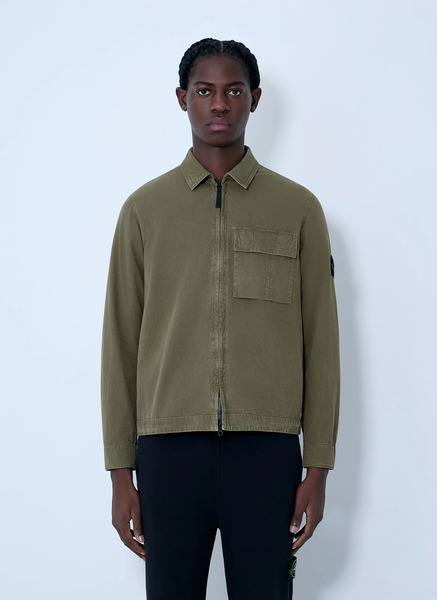  Stone Island Stone Island Logo Patch Overshirt - Mann Hemden Green S 