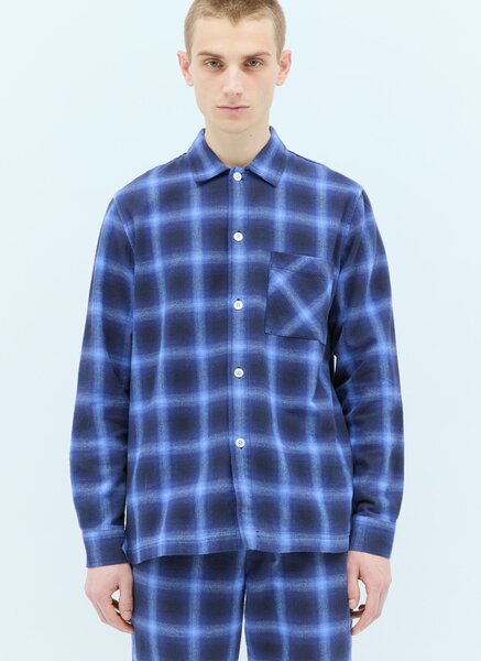  Tekla Tekla Plaid Pyjama Shirt -  Hemden Blue M 