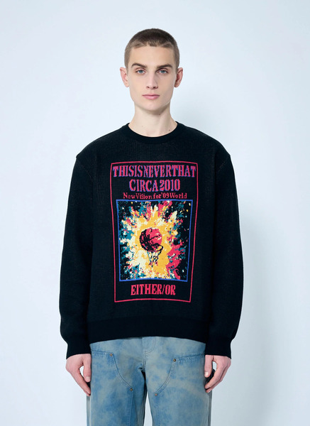  Thisisneverthat® Thisisneverthat® Basketball Hoop Knit Sweater - Mann Sweatshirts Black S 