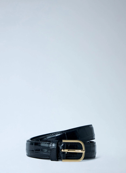 Toteme Toteme Embossed Leather Belt - Frau Gürtel Black 70 