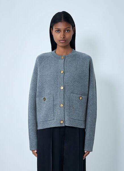  Toteme Toteme Hammered-buttons Cardigan - Frau Strick Grey Xs 