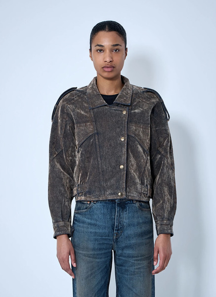  Vaquera Vaquera Flocked Denim Jacket - Frau Jacken Brown M 