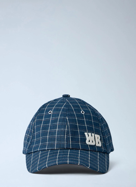  Wales Bonner Wales Bonner Linen Check Cap - Mann Hats Navy One Size 