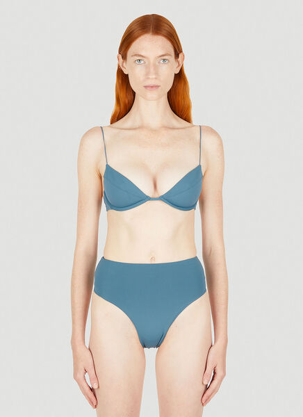  Ziah Ziah Fine Strap Almond Bikini Top - Frau Bademode Blue Uk - 08 