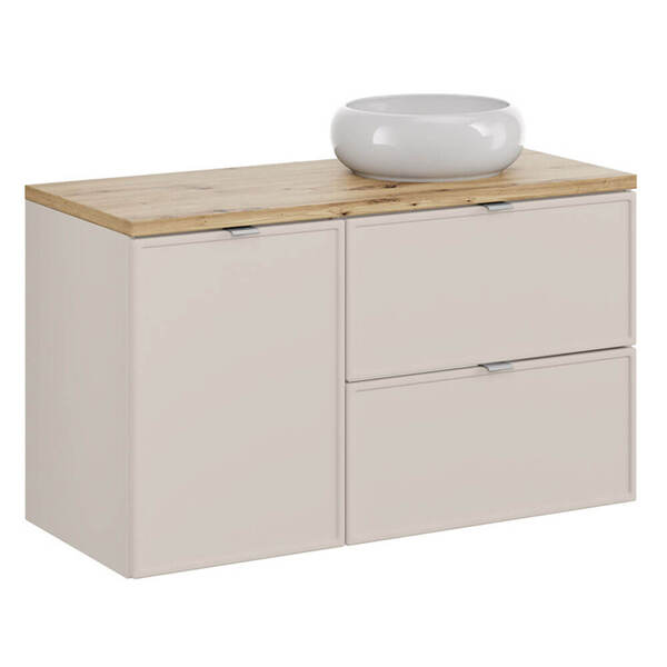  Comad Zestaw Meblowy 100cm Z Blatem I Umywalką Nablatową Wiki | Kolekcja Bella Cashmere | Dąb Artisan, Kaszmirowy Mat 