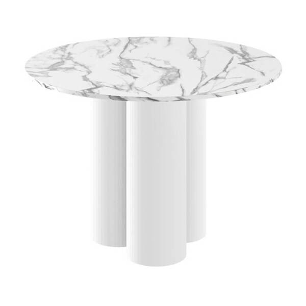  Hubertus Stół Okrągły Raveo | Marble White Hg + Biały Hg 