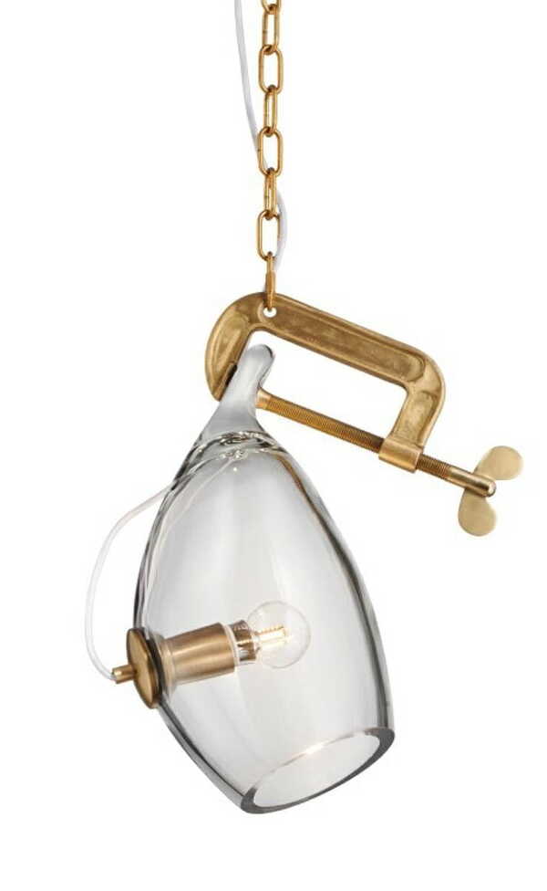  King Home Lampa Wisząca Vice Mosiądz - Metal, Szkło 
