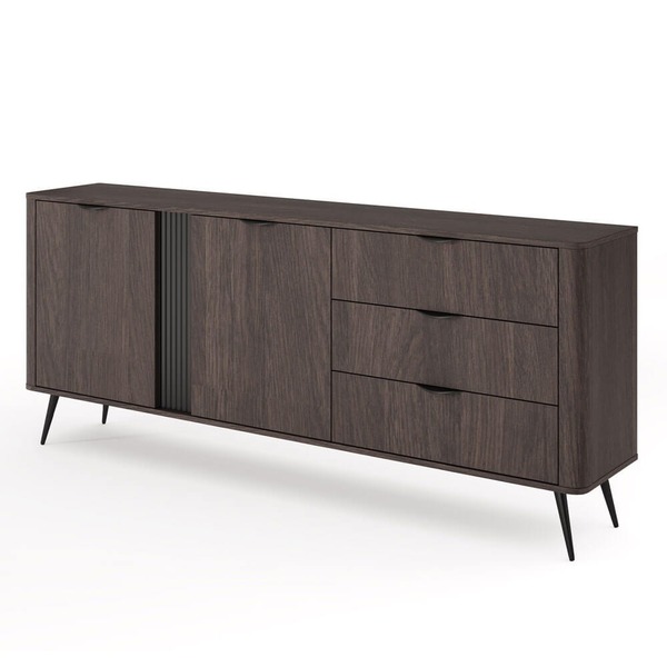 Laski_meble Komoda Veris 2d3s (d) | 195cm | Dąb Dunin | Czarne Nogi 