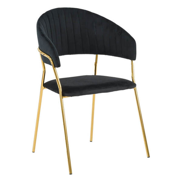  Meblemwm Krzesło Glamour C-889 | Welur | Czarny | Złote Nogi | Outlet 