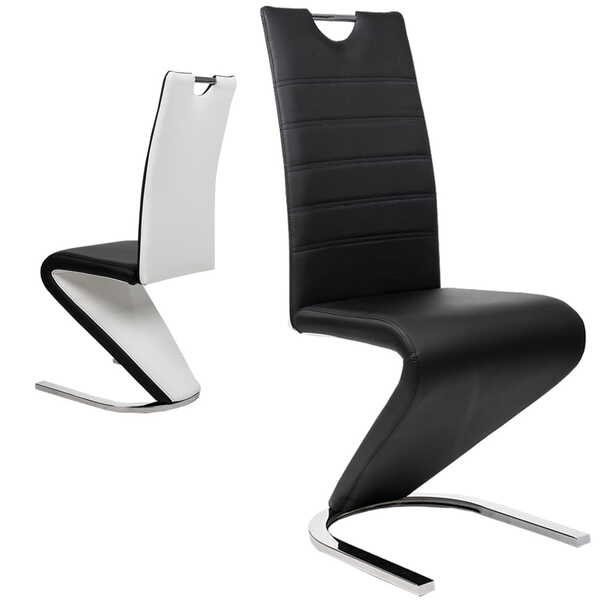  Meblemwm Krzesło Tapicerowane Dc-99-2 | Czarno-biała Ekoskóra | Outlet 