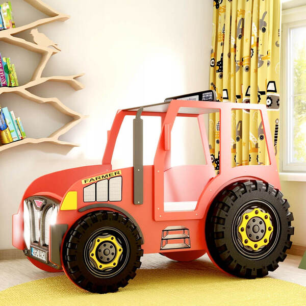  Plastiko Łóżko Dziecięce Traktor, Materac | Czerwony 