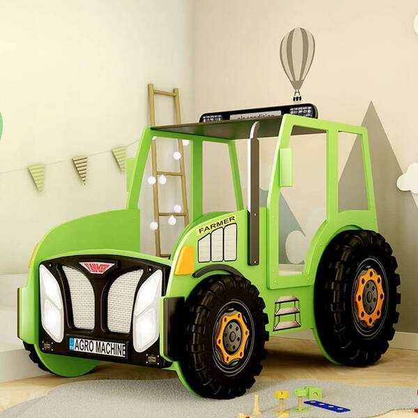  Plastiko Łóżko Dziecięce Traktor, Materac | Zielony 