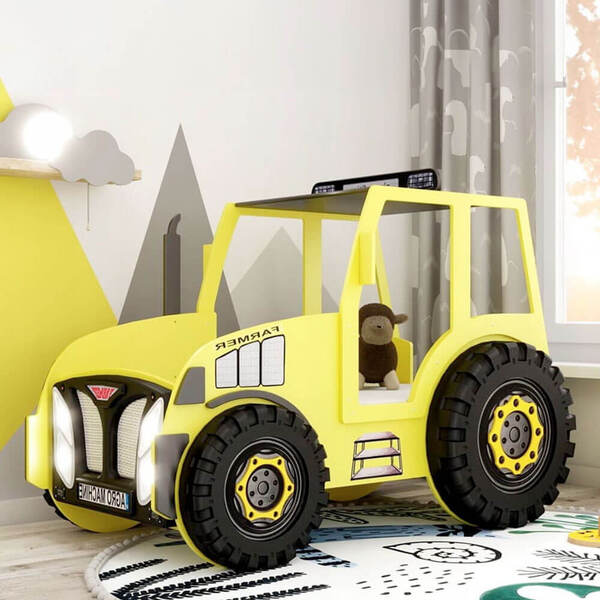  Plastiko Łóżko Dziecięce Traktor, Materac | Żółty 