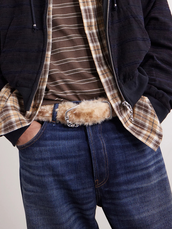  424 - Hoorsenbuhs 3.5cm Shearling Belt - Men - Yellow 