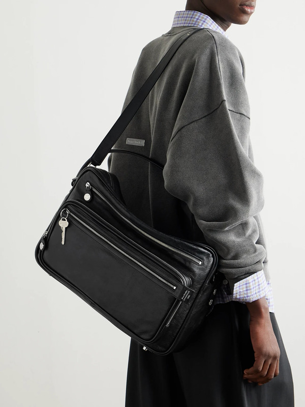  Acne Studios - Camero Camera Medium Embellished Textured-leather Tote Bag - Men - Black 