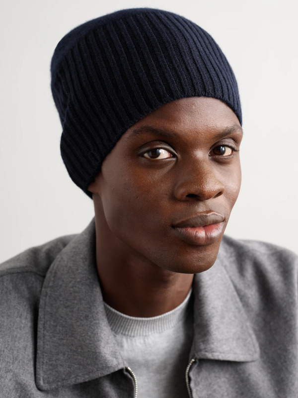  Allude - Ribbed Cashmere Beanie - Men - Blue 