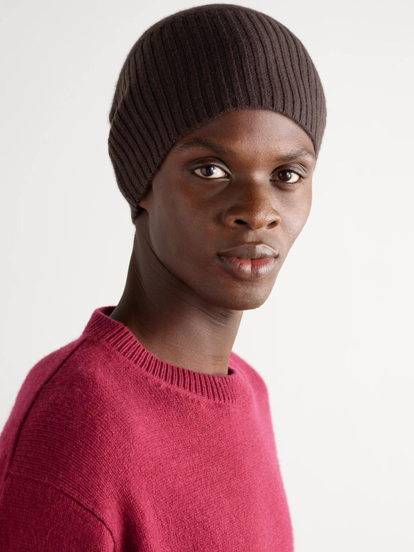  Allude - Ribbed Cashmere Beanie - Men - Brown 