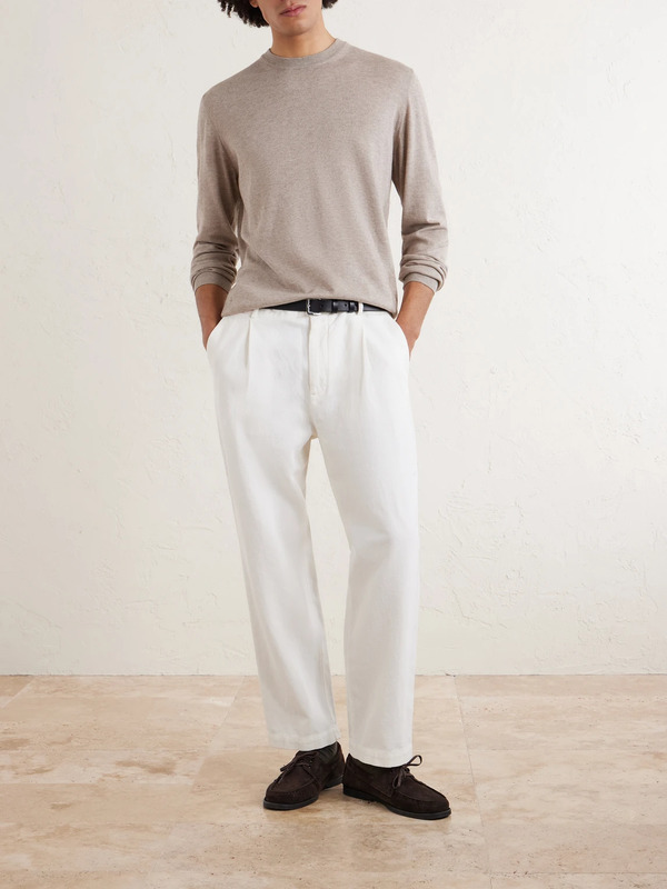  Altea - Cotton And Cashmere-blend Sweater - Men - Neutrals - M 