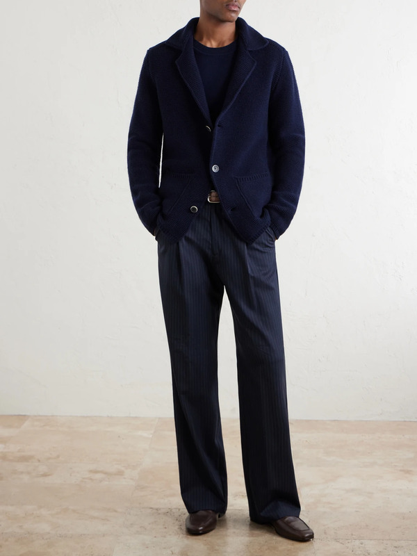  Altea - Knitted Virgin Wool Blazer - Men - Blue - Xs 