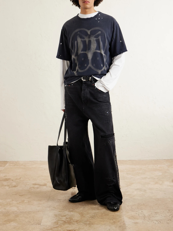  Amiri - Straight-leg Distressed Studded Jeans - Men - Black - Uk/us 30 