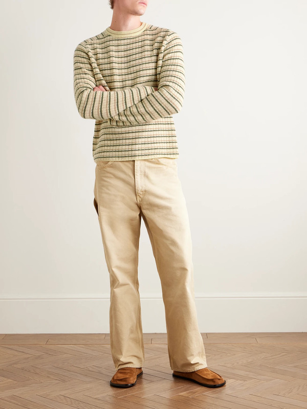 Auralee - Striped Shetland Wool And Cashmere-blend Sweater - Men - Neutrals - 4 