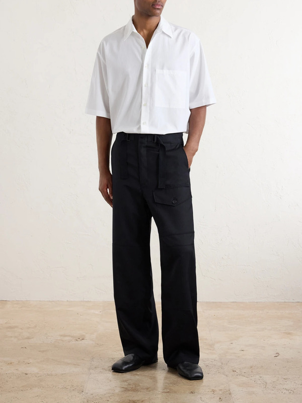  Auralee - Wide-leg Wool Herringbone Cargo Trousers - Men - Black - 3 