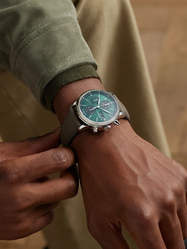  Baume & Mercier - Classima Automatic Chronograph 42mm Stainless Steel And Leather Watch, Ref. No. 10783 - Men - Green 