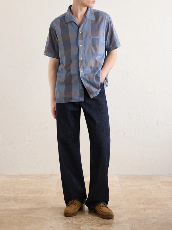  Beams Plus - Italian Collar Checked Cotton Shirt - Men - Blue - S 