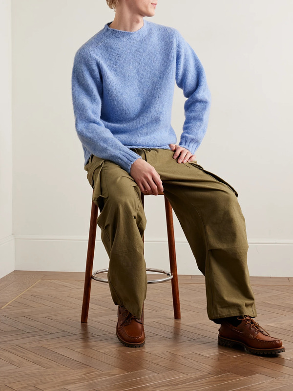  Beams Plus - Shaggy Bernard Wool Sweater - Men - Blue - S 