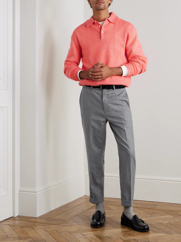  Beams Plus - Wool-blend Polo Shirt - Men - Pink - S 