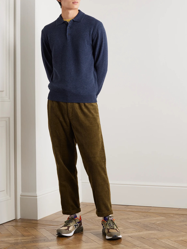  Beams Plus - Wool Polo Shirt - Men - Blue - S 