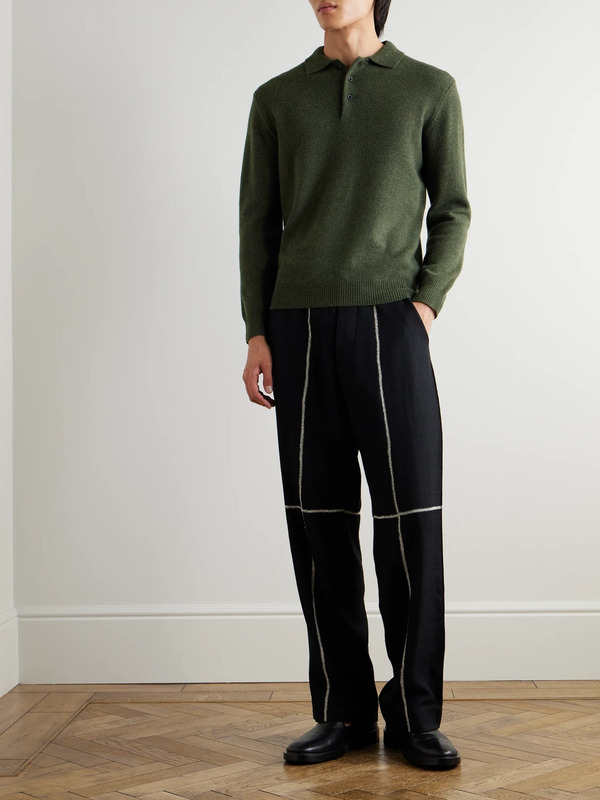  Beams Plus - Wool Polo Shirt - Men - Green - S 