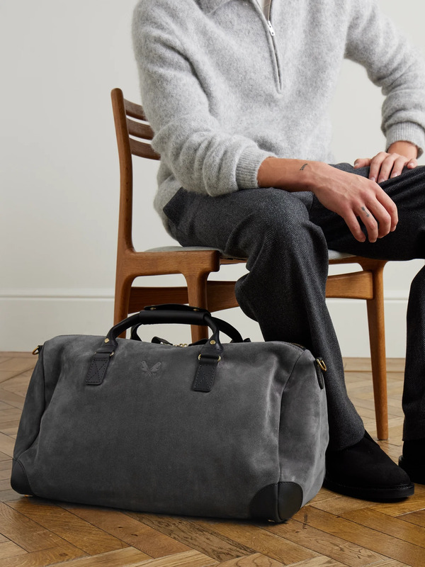  Bennett Winch - Commuter Leather-trimmed Suede Holdall - Men - Gray 