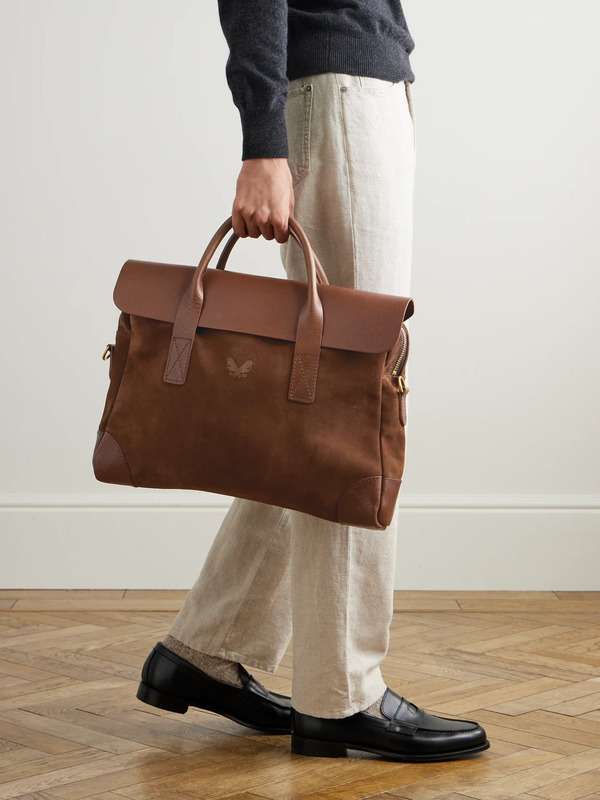  Bennett Winch - Suede And Leather Briefcase - Men - Brown 