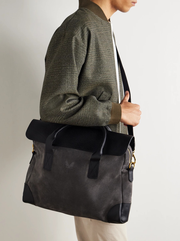  Bennett Winch - Suede And Leather Briefcase - Men - Gray 