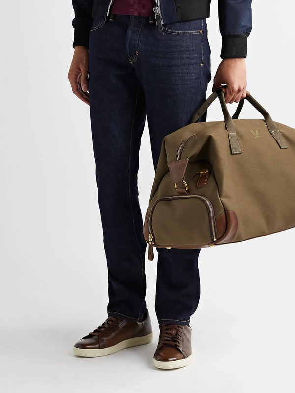  Bennett Winch - Weekender Leather-trimmed Cotton-canvas Holdall - Men - Green 