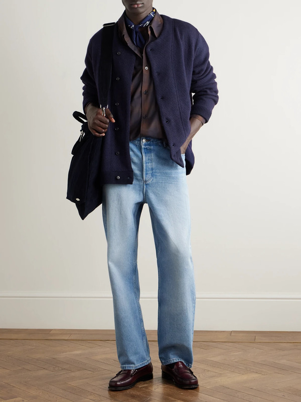  Blue Blue Japan - Intarsia Wool-blend Cardigan - Men - Blue - S 